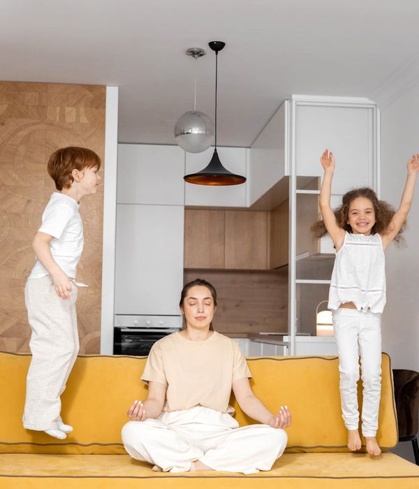 Woman in a dynamic morning yoga pose, feeling energetic.